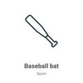 Baseball bat outline vector icon. Thin line black baseball bat icon, flat vector simple element illustration from editable sport Royalty Free Stock Photo