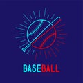 Baseball with bat and radius frame logo icon outline stroke set dash line design illustration Royalty Free Stock Photo