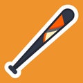 A baseball bat rests against a vibrant orange backdrop, A minimalist logo of a baseball bat, minimalist logo