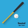 Baseball bats and ball icon, flat vector illustration