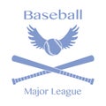 Baseball bats, ball with wings Vector illustration