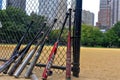 Baseball bats and fence, Central Park, NYC