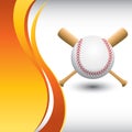 Baseball and bats on vertical orange wave backdrop