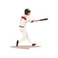 Baseball Batter Hitter, Softball Athlete Character in Uniform Vector Illustration Royalty Free Stock Photo