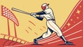 Baseball Batter Hitting Ball Powerful Action Vector Art, vector design Generative AI Royalty Free Stock Photo
