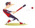 Baseball batter hitting pitch Royalty Free Stock Photo