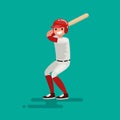 Baseball batter player with bat. Vector Illustration Royalty Free Stock Photo