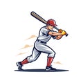 Baseball batter swinging bat in dynamic vector illustration style Royalty Free Stock Photo