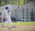 Baseball batter swinging at a pitch Royalty Free Stock Photo