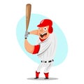 Baseball batter vector cartoon character player in a sportswear