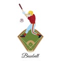 Baseball batter vector illustration in flat style Royalty Free Stock Photo