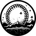 Baseball - black and white isolated icon - vector illustration