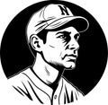 Baseball - black and white vector illustration