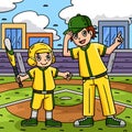 Baseball Boy and Coach Colored Cartoon Royalty Free Stock Photo