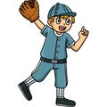 Baseball Boy Pitcher Waving Cartoon Clipart