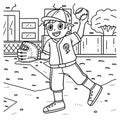 Baseball Boy Pitching Coloring Page for Kids