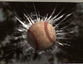 Baseball through broken window