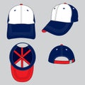 Baseball Cap Design Vector White / Navy Blue / Red Royalty Free Stock Photo