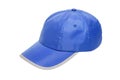 Baseball cap blue with safety reflector stripe isolated on white