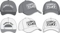 Baseball cap, front, back and side view. Vector