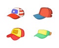 Baseball cap icon set, cartoon style Royalty Free Stock Photo