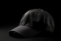 Ai Generative Baseball cap mockup on a black background. Side view. Close-up