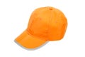 Baseball cap orange with safety reflector stripe isolated on white