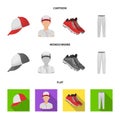 Baseball cap, player and other accessories. Baseball set collection icons in cartoon,flat,monochrome style vector symbol