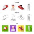 Baseball cap, player and other accessories. Baseball set collection icons in cartoon,outline,flat style vector symbol Royalty Free Stock Photo