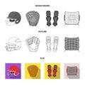 Baseball cap, player and other accessories. Baseball set collection icons in flat,outline,monochrome style vector symbol Royalty Free Stock Photo