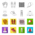 Baseball cap, player and other accessories. Baseball set collection icons in outline,flat style vector symbol stock Royalty Free Stock Photo