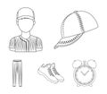 Baseball cap, player and other accessories. Baseball set collection icons in outline style vector symbol stock Royalty Free Stock Photo