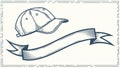 Baseball Cap with Ribbon Banner Vector Illustration, vector design Generative AI Royalty Free Stock Photo