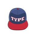 Baseball cap snap back. Type embroidery. hip hop design hat. isolated vector graphic illustration