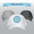 Baseball cap vector set. Realistic illustration. Front view Royalty Free Stock Photo