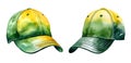 Baseball Cap, Watercolor Clipart Illustration With Isolated Background
