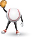 Baseball cartoon man with glove