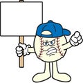 Baseball Cartoon Mascot Protesting