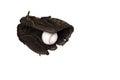 Baseball catcher mitt with ball isolated Royalty Free Stock Photo