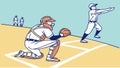 Baseball Catcher and Pitcher Dynamic Play, vector design Generative AI Royalty Free Stock Photo