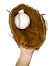 Baseball caught in glove Royalty Free Stock Photo