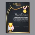 Baseball Certificate Design With Gold Cup Set Vector. baseball. Sports Award Template