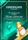 Baseball Certificate Diploma With Golden Cup Vector. Sport Vintage Appreciation. Modern Gift. Print Blank. A4 Vertical