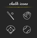 Baseball chalk icons set Royalty Free Stock Photo