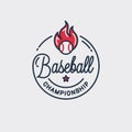 Baseball championship logo. Round linear of ball Royalty Free Stock Photo