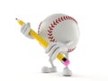 Baseball character holding pencil