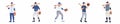 Baseball Characters Vector Flat Design Standing Athlete Sport Illustration Set Royalty Free Stock Photo