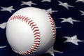 Baseball close-up on flag