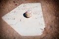 Baseball Close Up on Home Plate Royalty Free Stock Photo