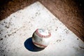 Baseball Close Up on Home Plate Royalty Free Stock Photo